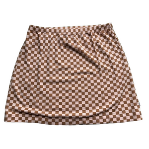 Little & Lively Casual Brown and Tan Mini Checkered Pencil Skirt Girls 13/14